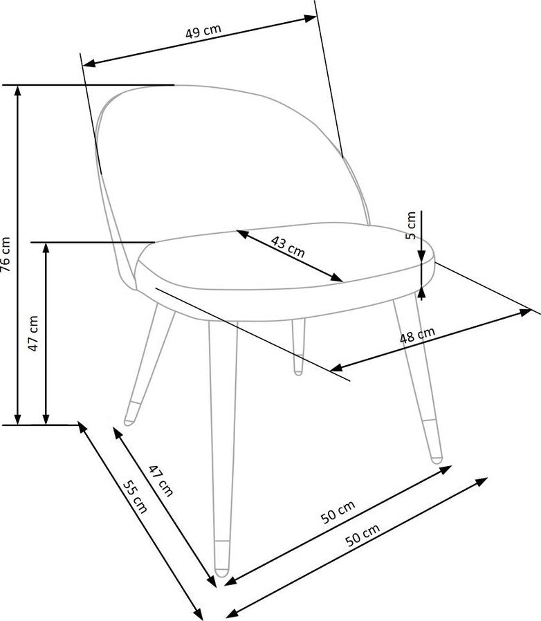 Kitchen Chair K315 | size: Width: 50cm, Height: 76cm, Depth: 55cm | color: Gray | image: 8 | variant: 1003140