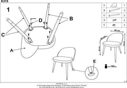 Kitchen Chair K315 | size: Width: 50cm, Height: 76cm, Depth: 55cm | color: Gray | image: 9 | variant: 1003140