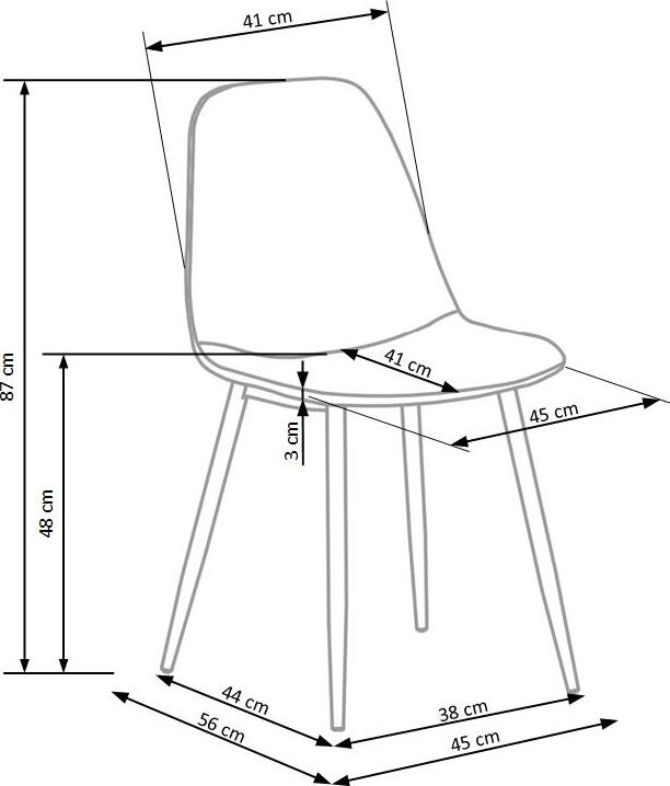 Kitchen Chair K316 | size: Width: 44cm, Height: 87cm, Depth: 56cm | color: Gray | image: 7 | variant: 1011433