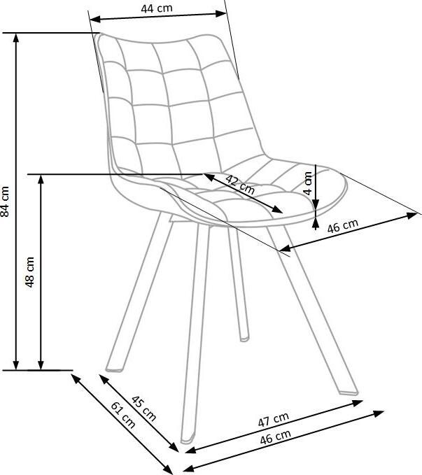 Kitchen Chair K332 | size: Width: 46cm, Height: 84cm, Depth: 61cm | color: Black | image: 8 | variant: 1003146