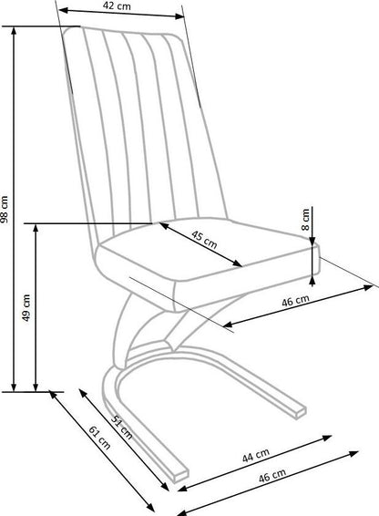 Kitchen Chair K338 | size: Width: 46cm, Height: 98cm, Depth: 61cm | color: Brown | image: 9 | variant: 1011481