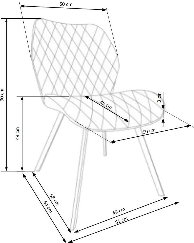 Kitchen Chair K360 | size: Width: 51cm, Height: 90cm, Depth: 64cm | color: Gray | image: 6 | variant: 1003163