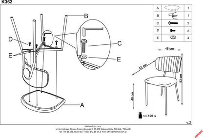 Kitchen Chair K362 | size: Width: 49cm, Height: 81cm, Depth: 51cm | color: Gray | image: 9 | variant: 1011500