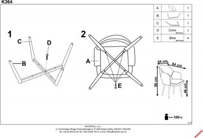 Kitchen Chair K364 | size: Width: 55cm, Height: 88cm, Depth: 55cm | color: Gray | image: 10 | variant: 1003166