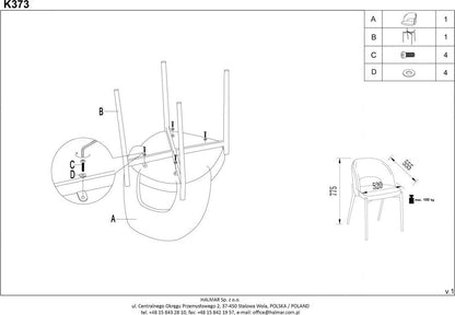 Kitchen Chair K373 | size: Width: 51cm, Height: 77cm, Depth: 57cm | color: Gray | image: 9 | variant: 1003179