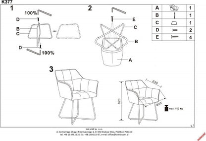Kitchen Chair K377 | size: Width: 60cm, Height: 81cm, Depth: 62cm | color: Beige | image: 9 | variant: 1003182