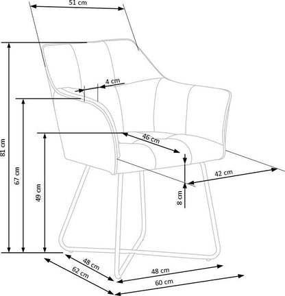 Kitchen Chair K377 | size: Width: 60cm, Height: 81cm, Depth: 62cm | color: Gray | image: 8 | variant: 1003183