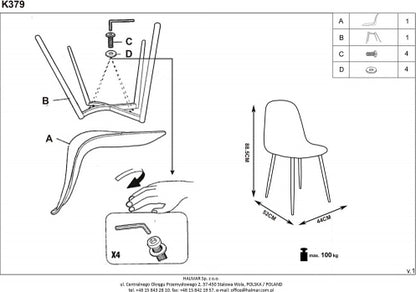 Kitchen Chair K379 | size: Width: 45cm, Height: 88cm, Depth: 48cm | color: Red | image: 9 | variant: 1003188