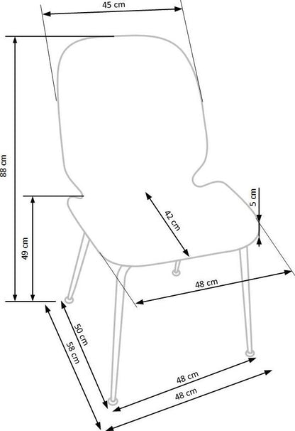 Kitchen Chair K381 | size: Width: 48cm, Height: 88cm, Depth: 58cm | color: Gray | image: 7 | variant: 1003190