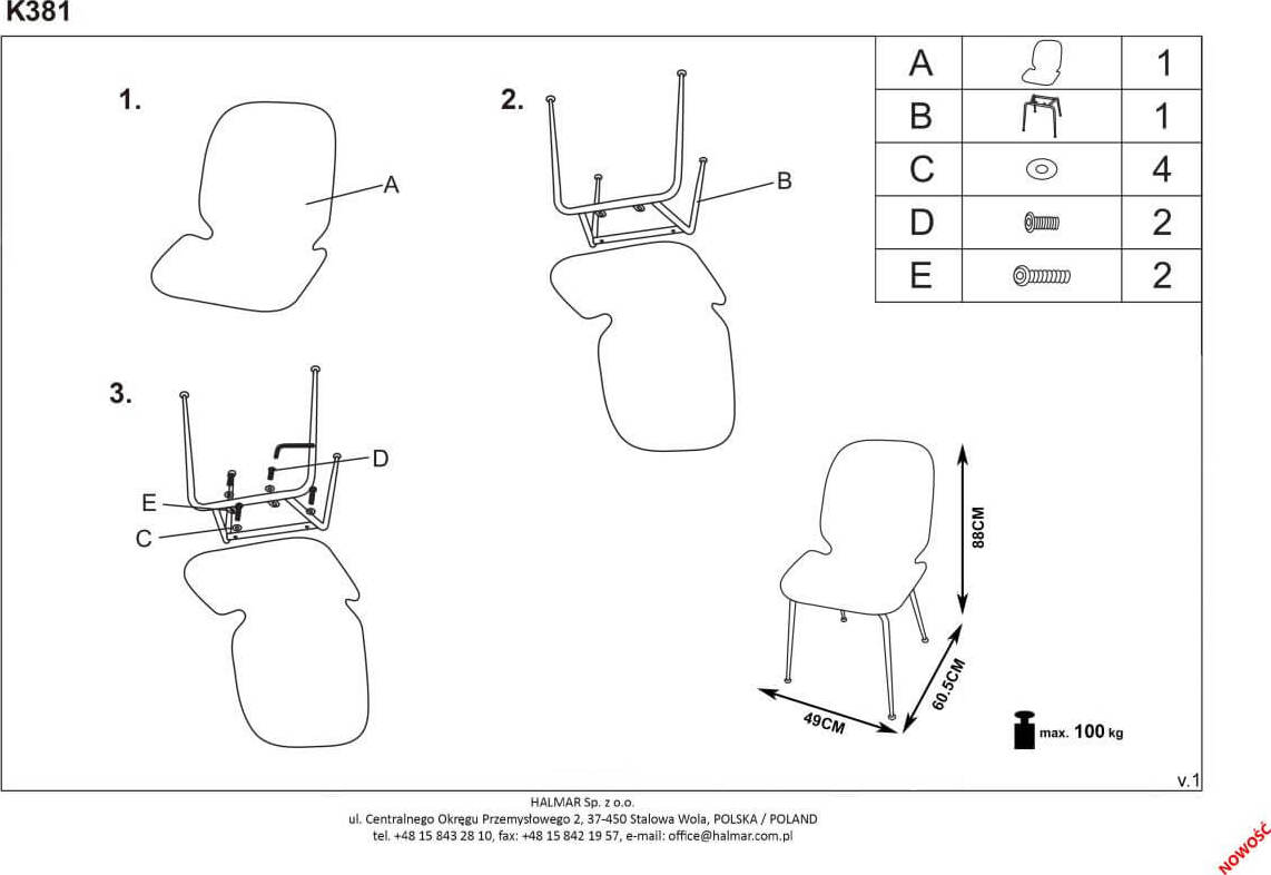 Kitchen Chair K381 | size: Width: 48cm, Height: 88cm, Depth: 58cm | color: Gray | image: 8 | variant: 1003190