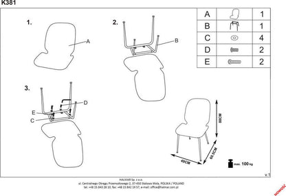 Kitchen Chair K381 | size: Width: 48cm, Height: 88cm, Depth: 58cm | color: Gray | image: 8 | variant: 1003190