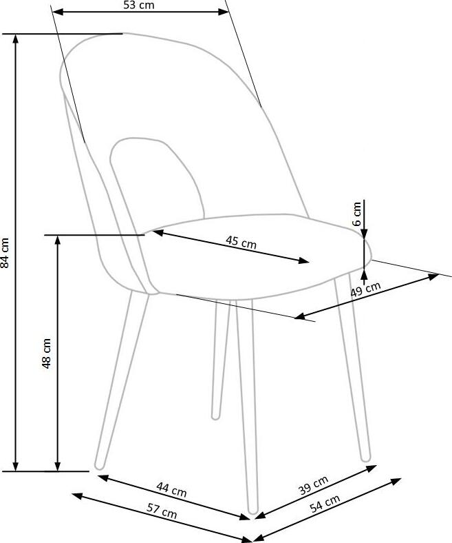 Kitchen Chair K384 | size: Width: 54cm, Height: 84cm, Depth: 57cm | color: Gray | image: 9 | variant: 1003193
