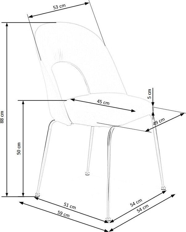 Kitchen Chair K385 | size: Width: 54cm, Height: 88cm, Depth: 59cm | color: Black | image: 8 | variant: 1003197