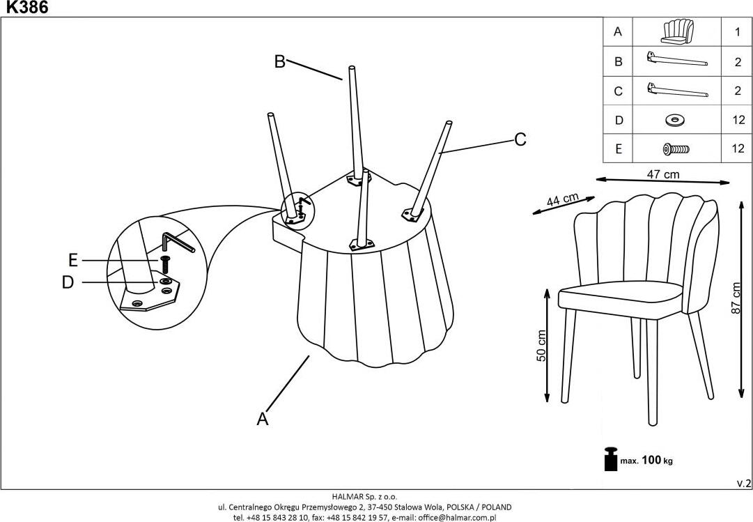 Kitchen Chair K386 | size: Width: 60cm, Height: 84cm, Depth: 58cm | color: Gray | image: 7 | variant: 1003200