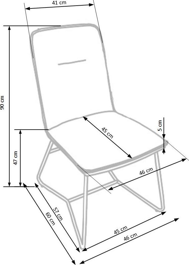 Kitchen Chair K390 | size: Width: 46cm, Height: 90cm, Depth: 60cm | color: Gray | image: 9 | variant: 1011485