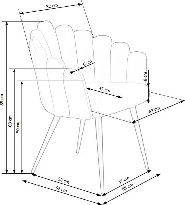 Kitchen Chair K410 | size: Width: 62cm, Height: 85cm, Depth: 62cm | color: Pink | image: 8 | variant: 1003223