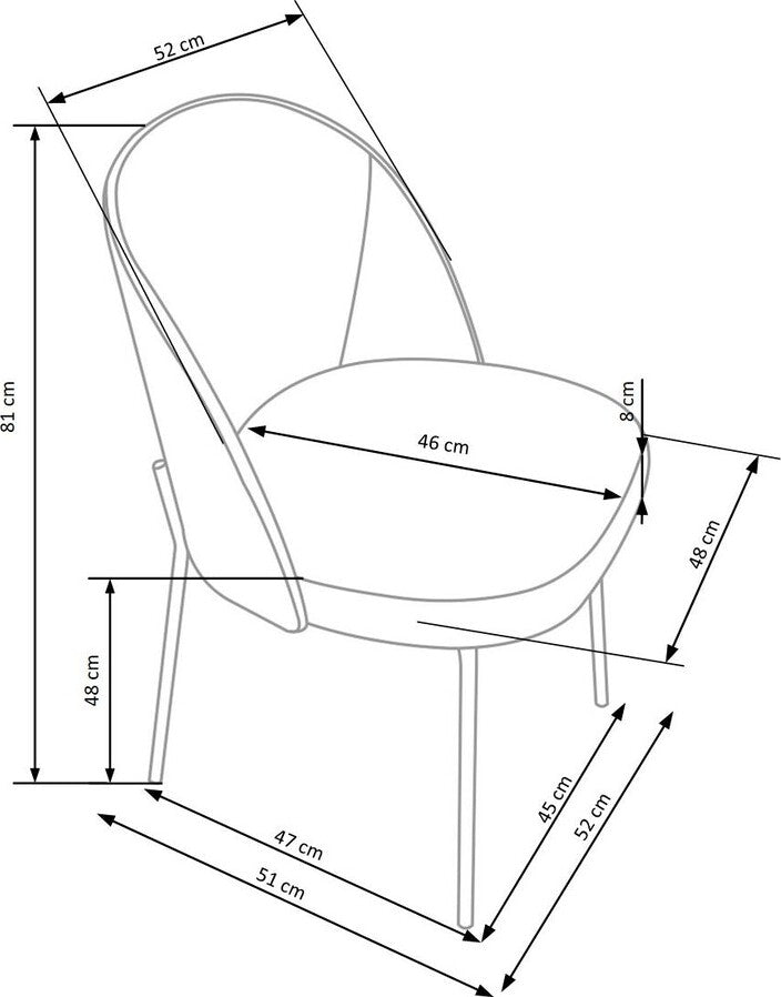 Kitchen Chair K451 | size: Width: 52cm, Height: 81cm, Depth: 53cm | color: Gray | image: 6 | variant: 1011958