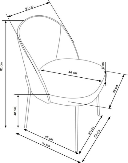 Kitchen Chair K451 | size: Width: 52cm, Height: 81cm, Depth: 53cm | color: Gray | image: 6 | variant: 1011958