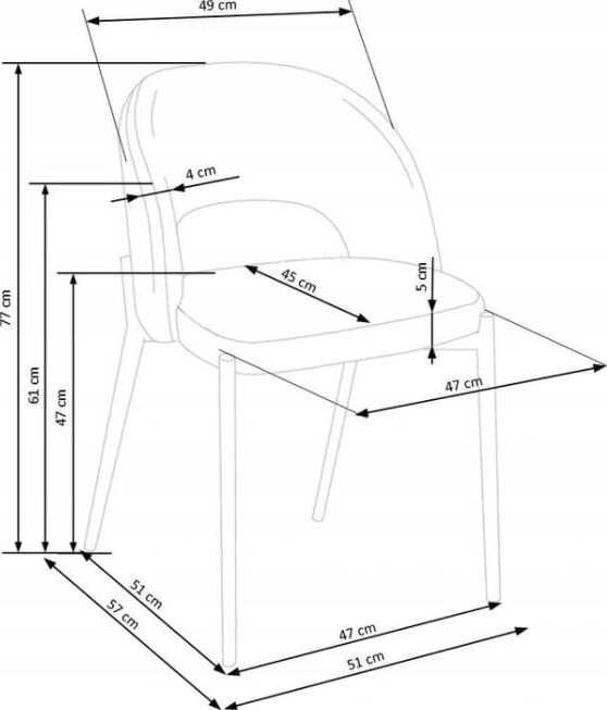 Kitchen Chair K486 | size: Width: 51cm, Height: 77cm, Depth: 57cm | color: Gray | image: 9 | variant: 1003343