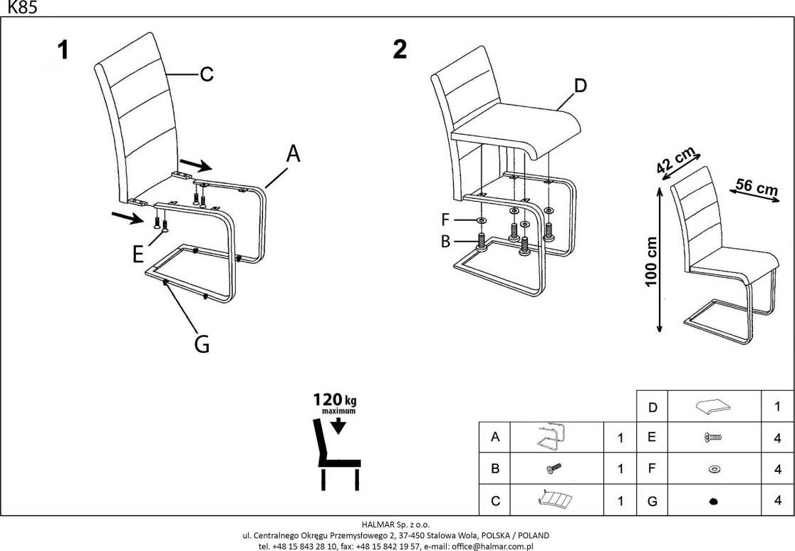 Kitchen Chair Marseille | size: Width: 42cm, Height: 100cm, Depth: 56cm | color: White | image: 8 | variant: 1002548