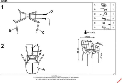 Kitchen Chair Panevezys | size: Width: 58cm, Height: 80cm, Depth: 57cm | color: Blue | image: 2 | variant: 1002230