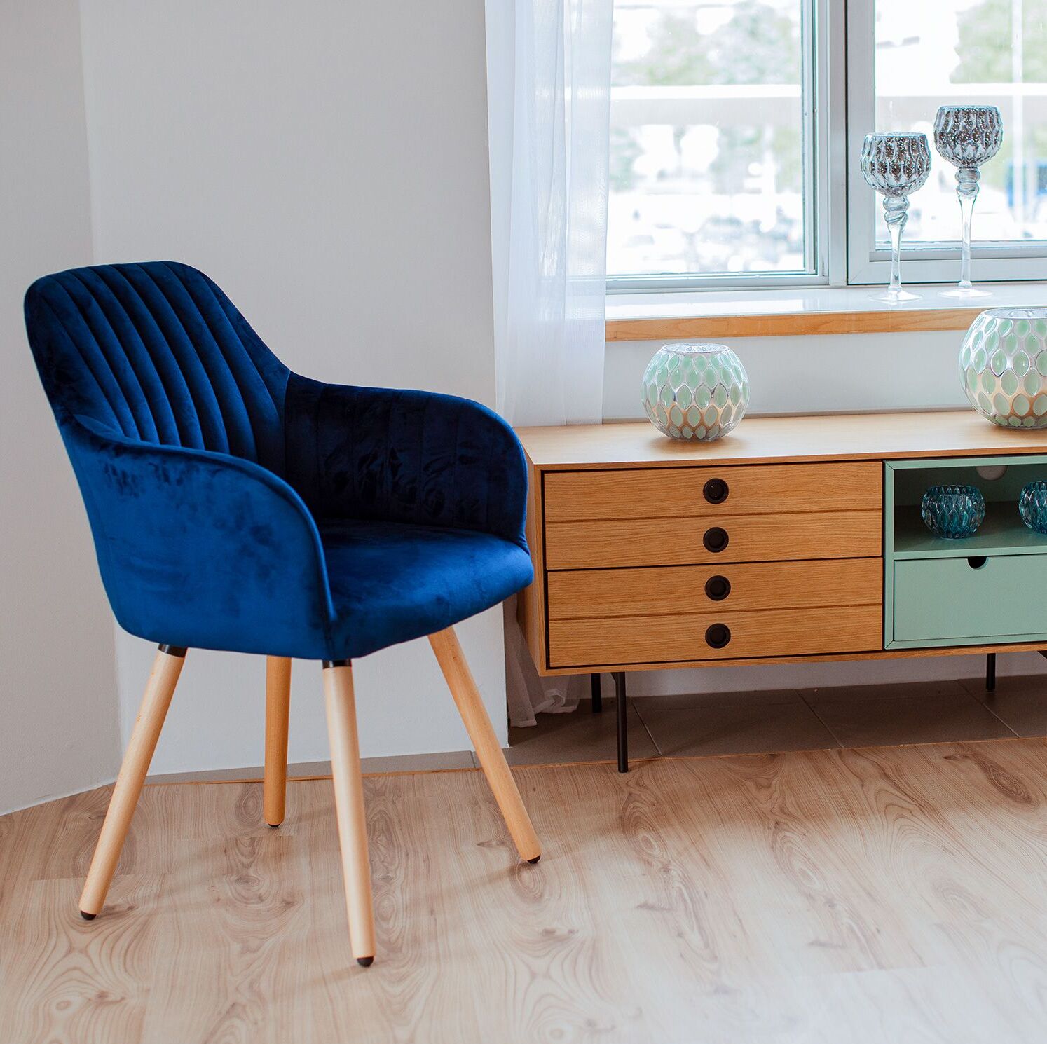 Kitchen Chair Sevenoaks | size: Width: 58cm, Height: 85cm, Depth: 58.5cm | color: Blue | image: 2 | variant: 1000763
