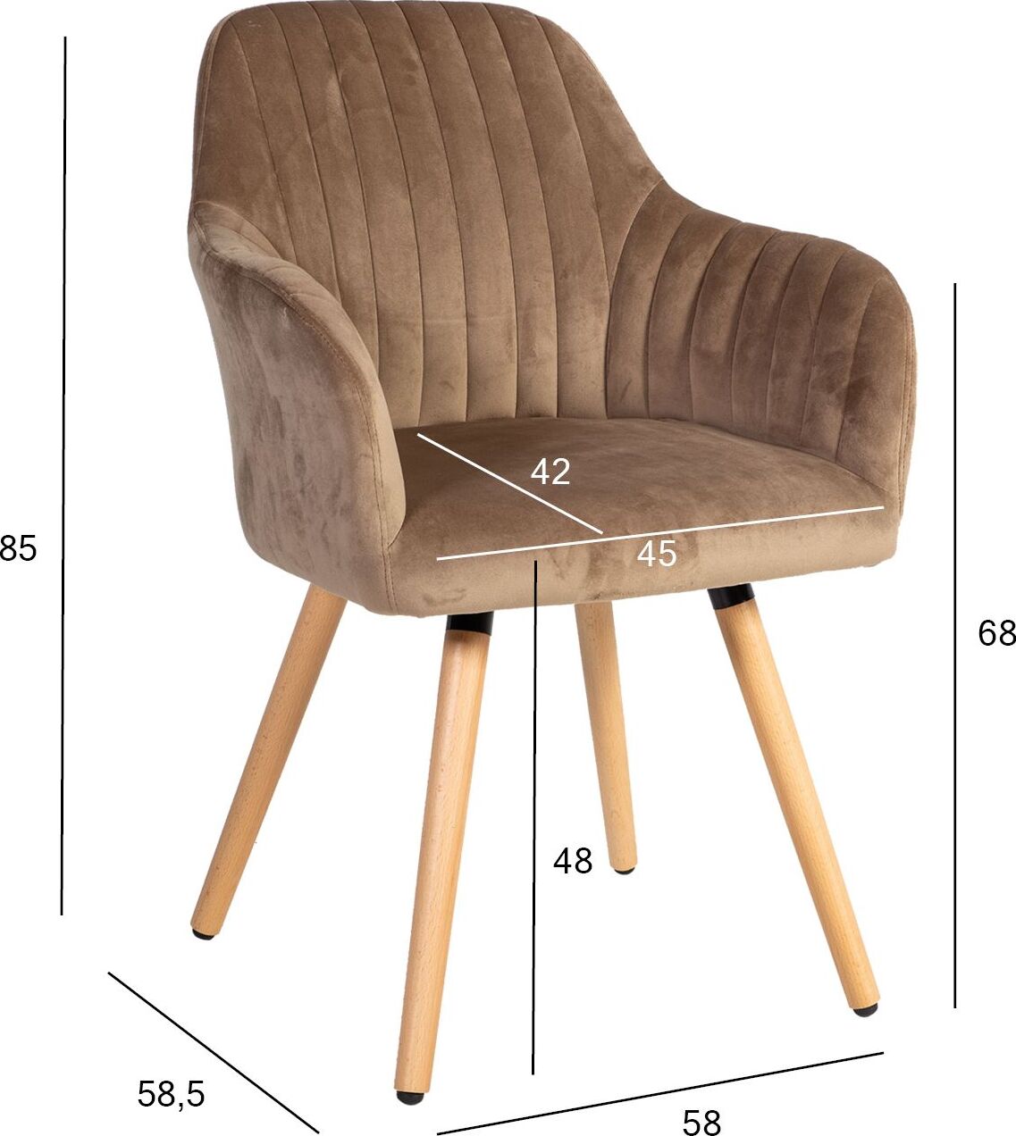 Kitchen Chair Sevenoaks | size: Width: 58cm, Height: 85cm, Depth: 58.5cm | color: Brown | image: 2 | variant: 1000762