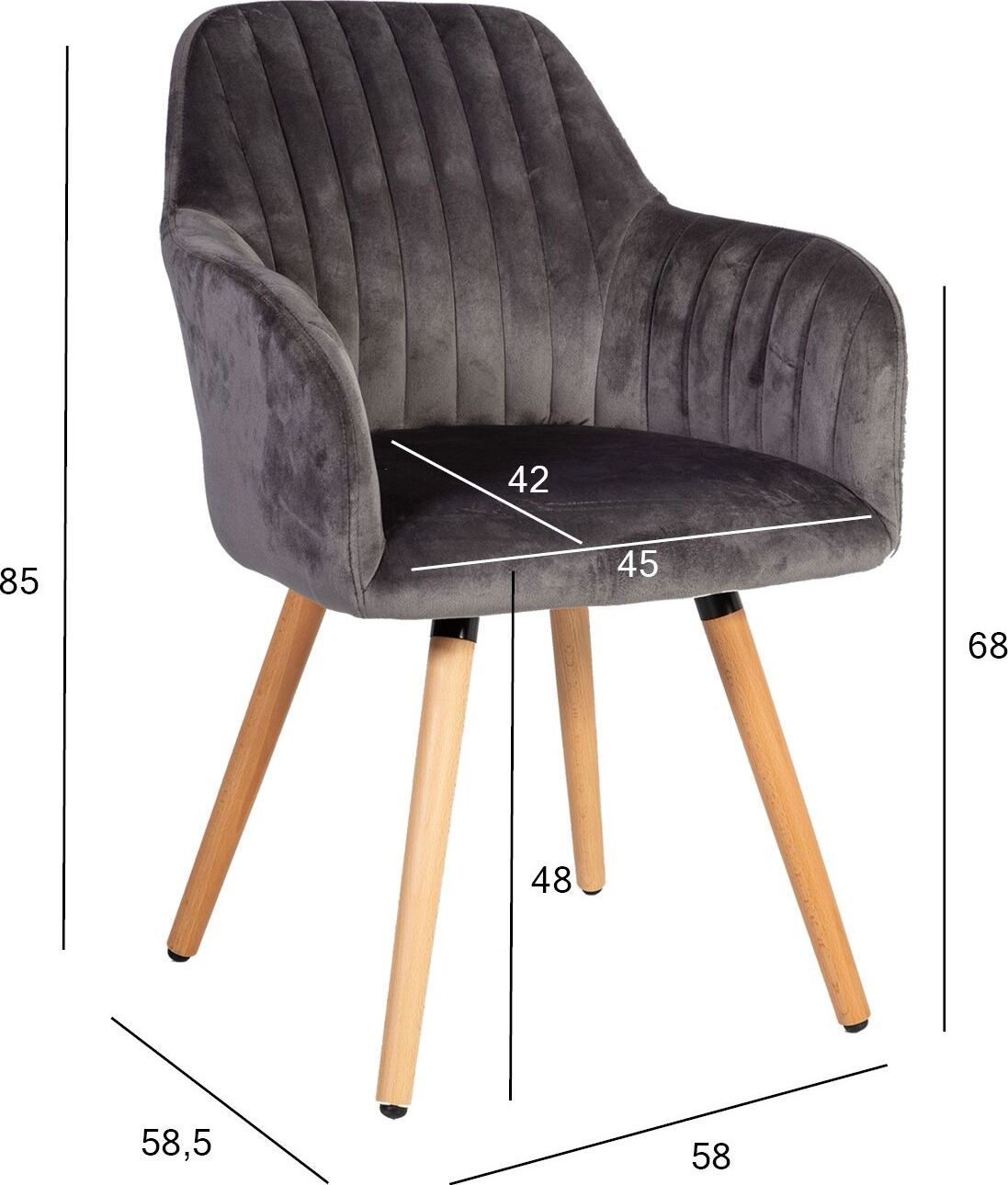 Kitchen Chair Sevenoaks | size: Width: 58cm, Height: 85cm, Depth: 58.5cm | color: Gray | image: 2 | variant: 1000761