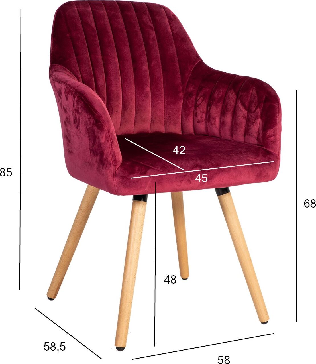 Kitchen Chair Sevenoaks | size: Width: 58cm, Height: 85cm, Depth: 58.5cm | color: Red | image: 2 | variant: 1000760