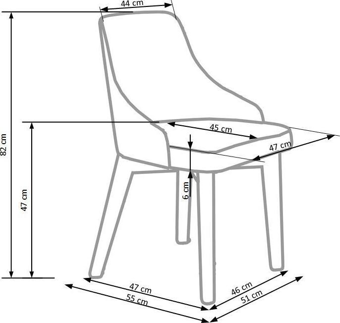 Kitchen Chair St Etienne | size: Width: 51cm, Height: 82cm, Depth: 55cm | color: Gray | image: 2 | variant: 1002591