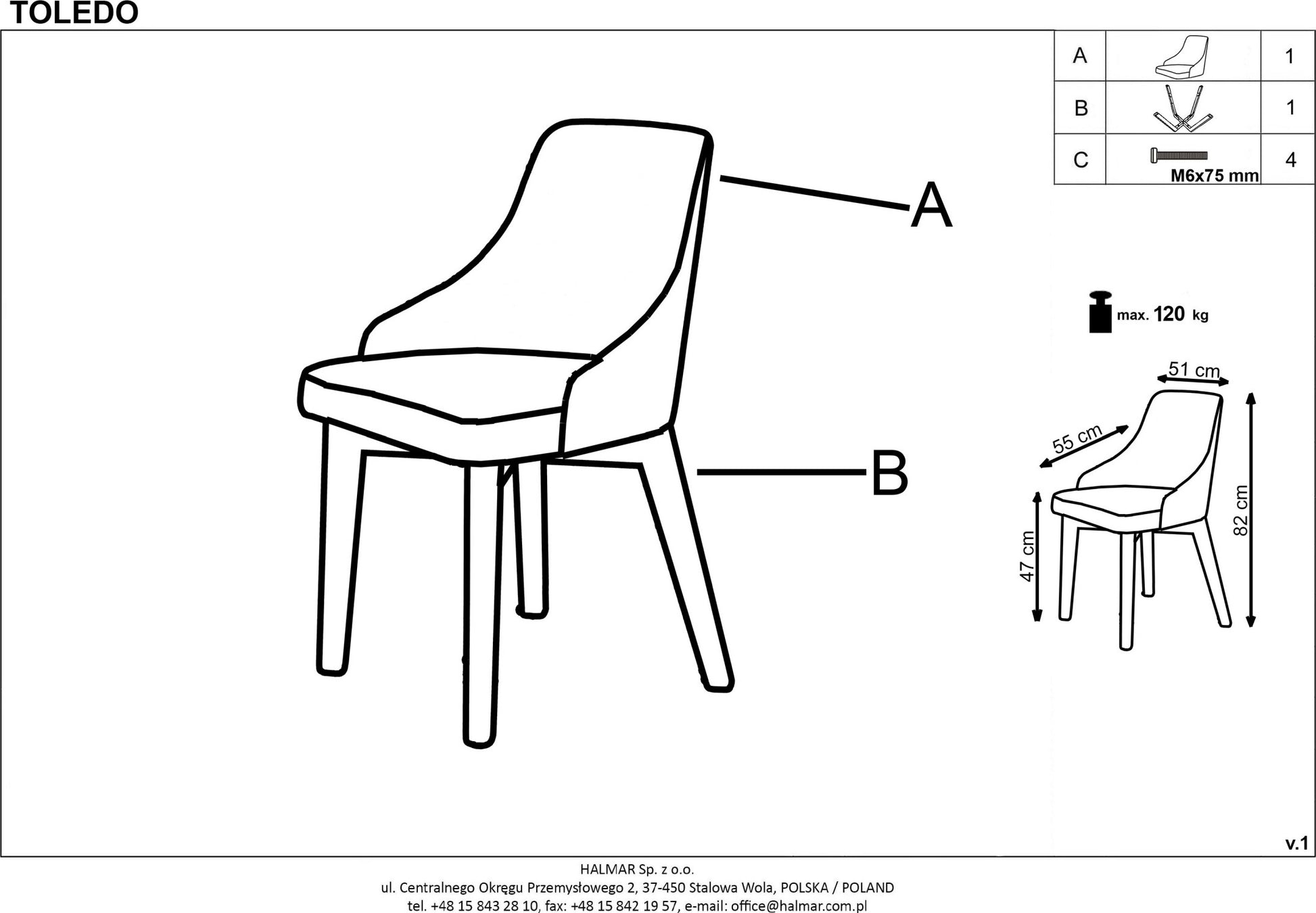 Kitchen Chair St Etienne | size: Width: 51cm, Height: 82cm, Depth: 55cm | color: Gray | image: 3 | variant: 1002591