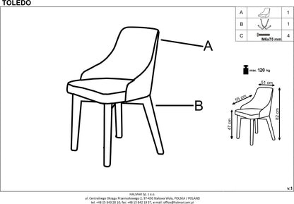 Kitchen Chair St Etienne | size: Width: 51cm, Height: 82cm, Depth: 55cm | color: Gray | image: 3 | variant: 1002591