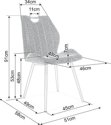 Kitchen Chair Taipei | size: Width: 51cm, Height: 91cm, Depth: 46cm | color: Gray | image: 3 | variant: 1003534