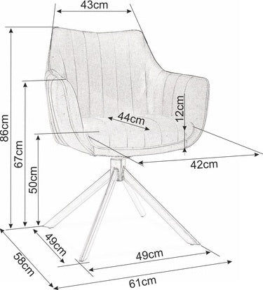 Kitchen Chair Tel Aviv | size: Width: 61cm, Height: 86cm, Depth: 44cm | color: Gray | image: 5 | variant: 1003547