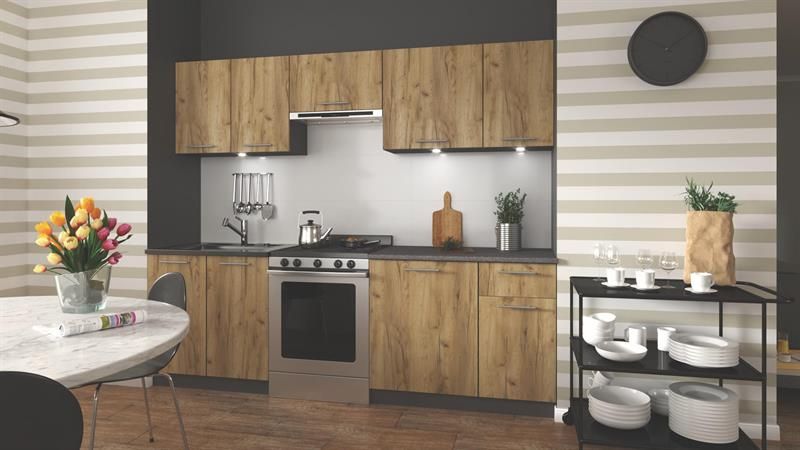 Kitchen Equipment Set Daria | size: Width: 240cm | color: Natural | image: 1 | variant: 1000146