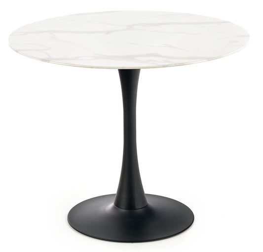 Kitchen Table Ambrosio | size: Length: 90cm, Width: 90cm, Height: 72cm, Diameter: 90cm | color: White/Marble/Black | image: 1 | variant: 1011216