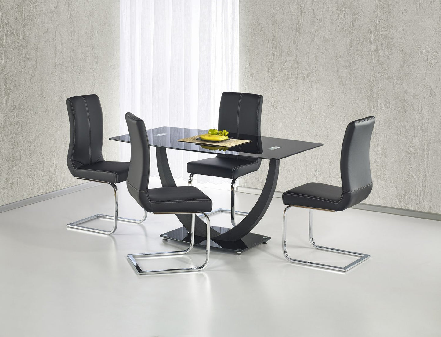 Kitchen Table Anton | size: Length: 80cm, Width: 140cm, Height: 75cm | color: Black | image: 2 | variant: 1011232