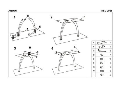 Kitchen Table Anton | size: Length: 80cm, Width: 140cm, Height: 75cm | color: Black | image: 6 | variant: 1011232