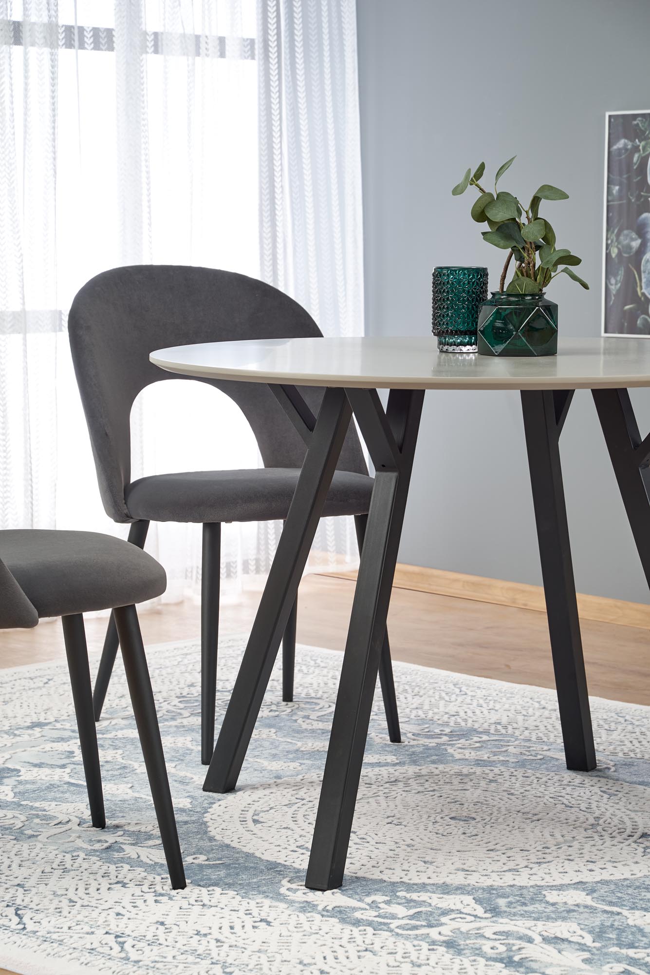 Kitchen Table Balrog | size: Length: 100cm, Width: 100cm, Height: 74cm, Diameter: 100cm | color: Black/Grey | image: 7 | variant: 1011208