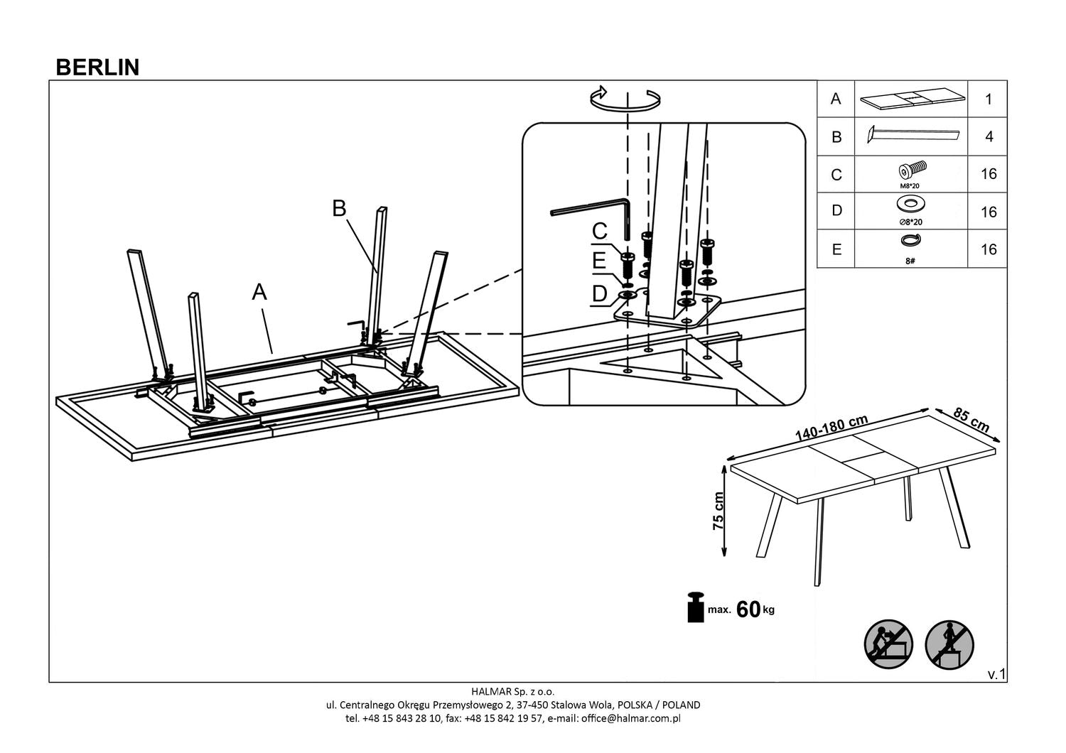 Kitchen Table Berlin | size: Length: 85cm, Width: 220cm, Height: 76cm | color: Black/Walnut | image: 10 | variant: 1011245