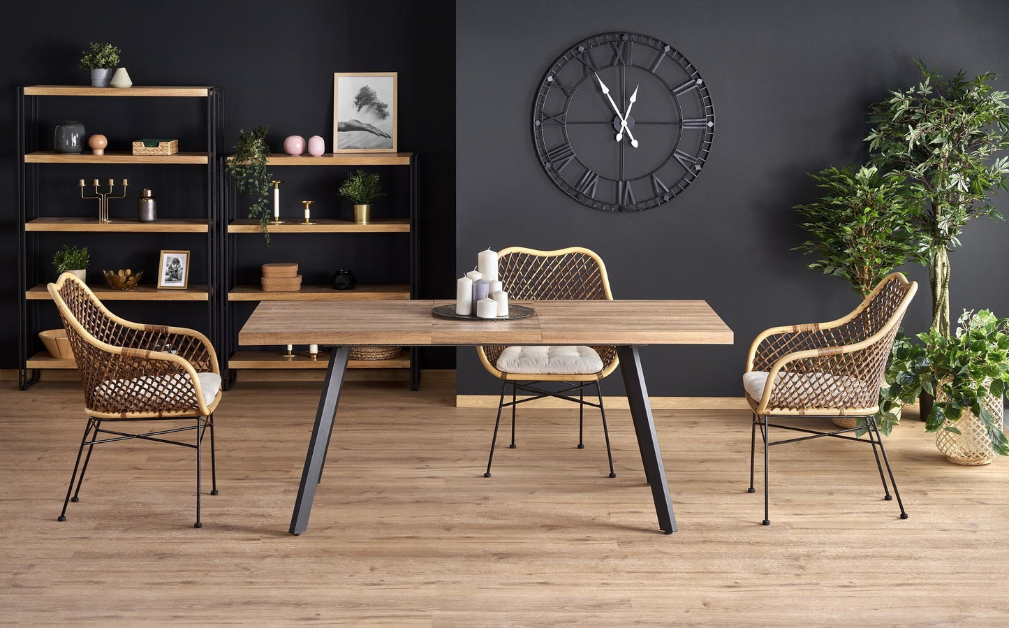 Kitchen Table Berlin | size: Length: 85cm, Width: 220cm, Height: 76cm | color: Black/Walnut | image: 4 | variant: 1011245