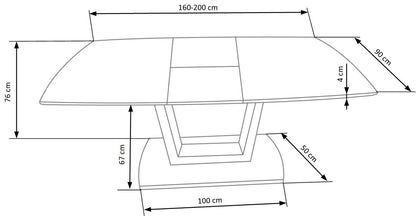 Kitchen Table Blanco | size: Length: 90cm, Width: 200cm, Height: 76cm | color: White/Marble | image: 10 | variant: 1011999