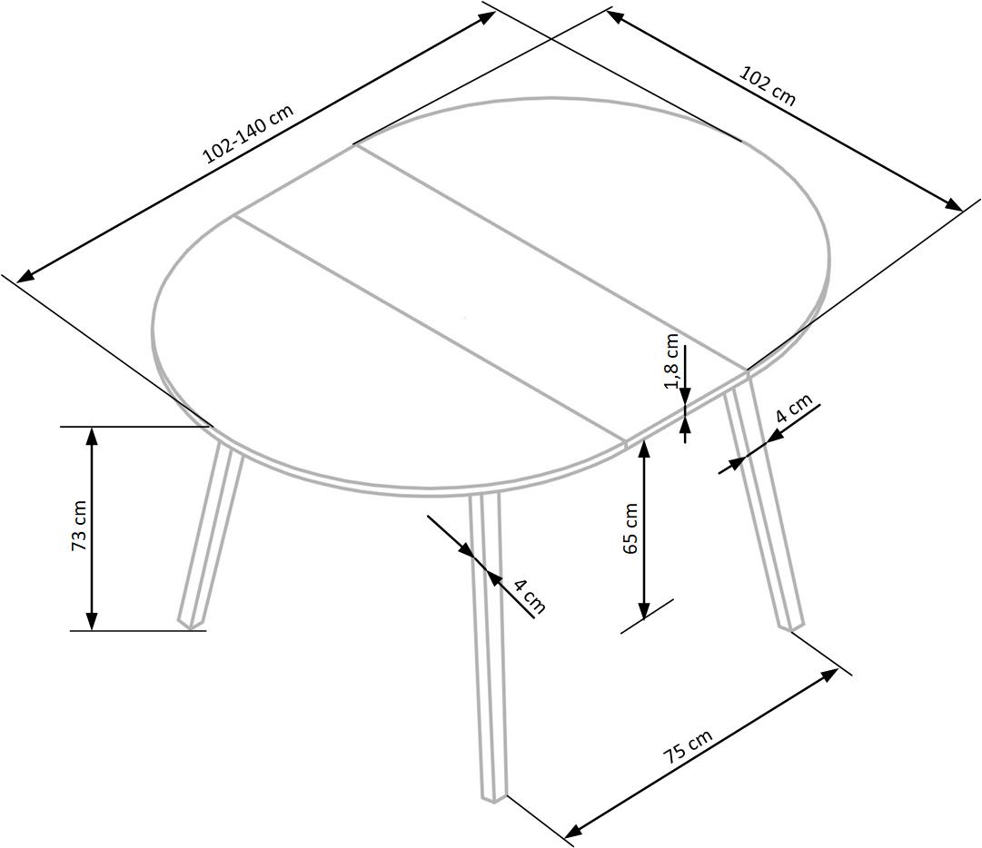 Kitchen Table Bogota | size: Length: 102cm, Width: 142cm, Height: 73cm, Diameter: 102cm | color: Black/Oak | image: 10 | variant: 1003164