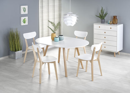 Kitchen Table Bogota | size: Length: 102cm, Width: 142cm, Height: 73cm, Diameter: 102cm | color: White/Oak | image: 3 | variant: 1003163