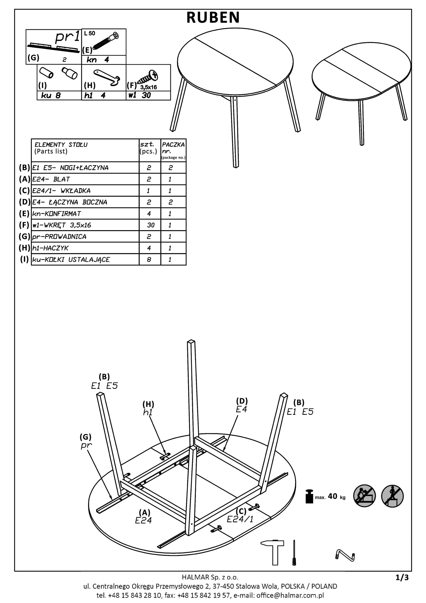 Kitchen Table Bogota | size: Length: 102cm, Width: 142cm, Height: 73cm, Diameter: 102cm | color: White/Oak | image: 7 | variant: 1003163