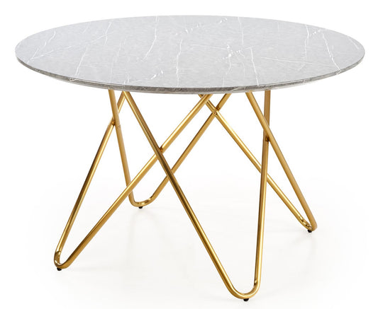Kitchen Table Bonello | size: Length: 120cm, Width: 120cm, Height: 76cm, Diameter: 120cm | color: Marble/Grey/Gold | image: 1 | variant: 1011234