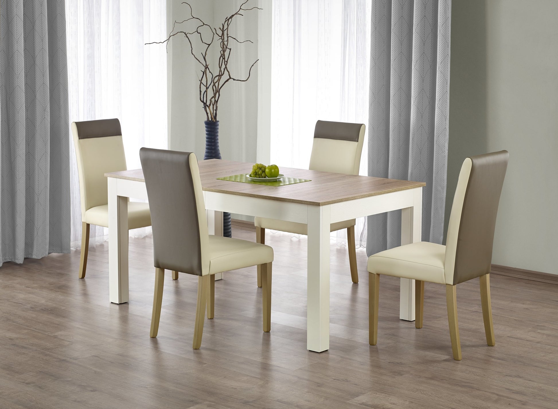 Kitchen Table Brasilia | size: Length: 90cm, Width: 300cm, Height: 76cm | color: White/Oak | image: 2 | variant: 1003169