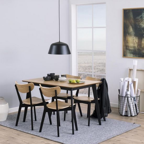 Kitchen Table Broadstairs | size: Length: 80cm, Width: 120cm, Height: 76cm | color: Black/Oak | image: 4 | variant: 1001550