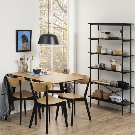 Kitchen Table Broadstairs | size: Length: 80cm, Width: 120cm, Height: 76cm | color: Black/Oak | image: 6 | variant: 1001550