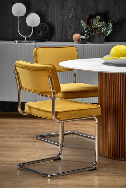 Kitchen Table Bruno | size: Length: 120cm, Width: 120cm, Height: 76cm, Diameter: 120cm | color: White/Marble/Walnut | image: 3 | variant: 1013010